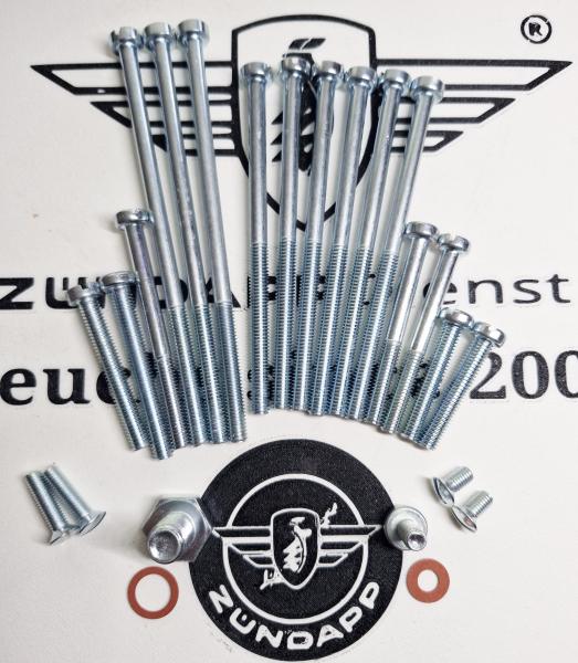 Zündapp Motorschrauben komplett Set für alle 3 Gang bis Bj. 1966 - 24 teilig !